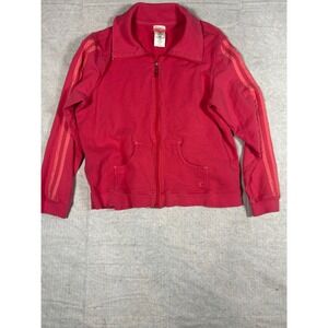 Danskin Now Women's Raspberry Full Zip Track Jacket Athletic Stripes Size XL